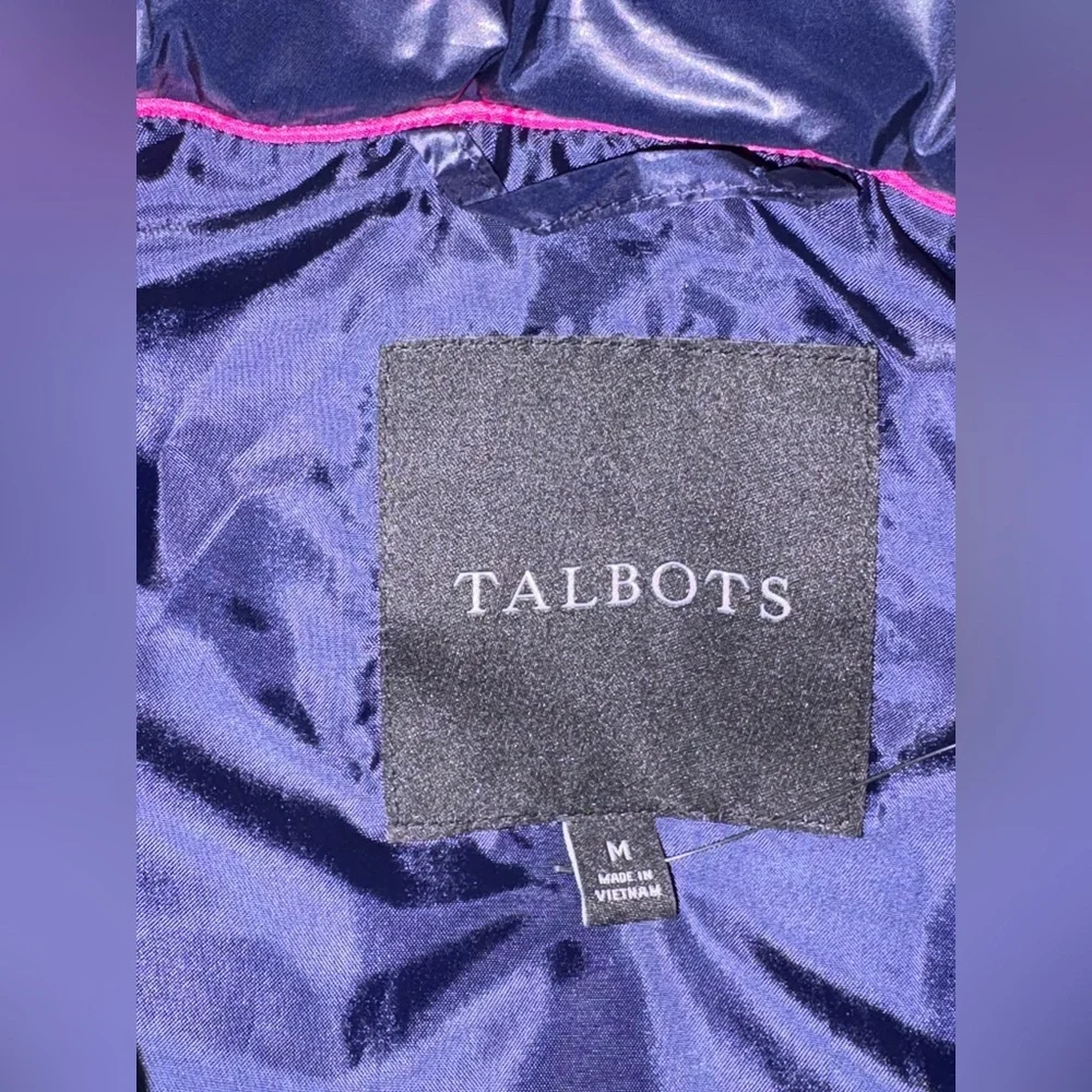 Talbots Down Fill Puffer Vest Jacket Navy Preppy Sz M